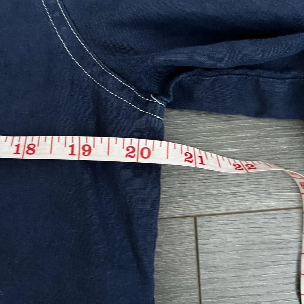 Ralph Lauren Jean Company 100% Linen Drawstring Roll Sleeve Tab Top MP Coastal - Picture 8 of 9